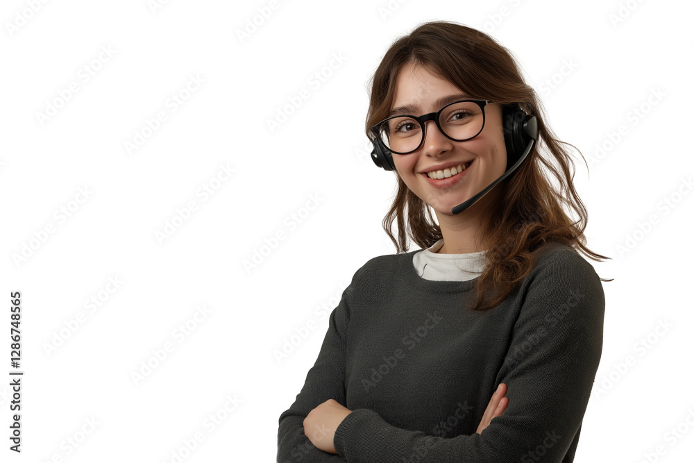 Smiling Customer Service Representative with Headset – Friendly Call Center Support Agent in Casual Outfit on a Transparent Background PNG Smiling Customer Service Representative with Headset – Friendly Call Center Support Agent in Casual Outfit on a Transparent Background PNG