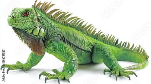 Obraz na płótnie Vibrant iguana on white background w salonie