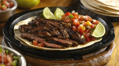 Obraz na płótnie Vibrant mexican fajitas with fresh ingredients w salonie