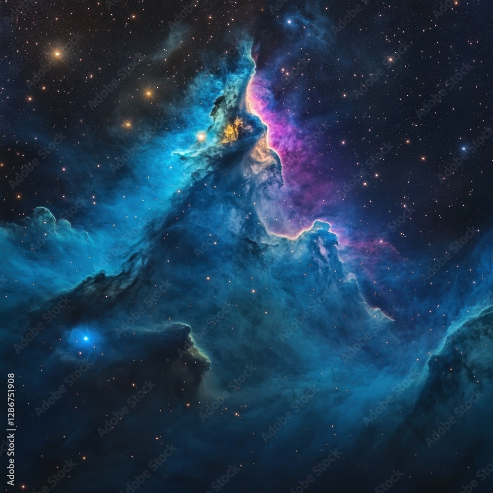 Vibrant nebula with stars in cosmic expanse
