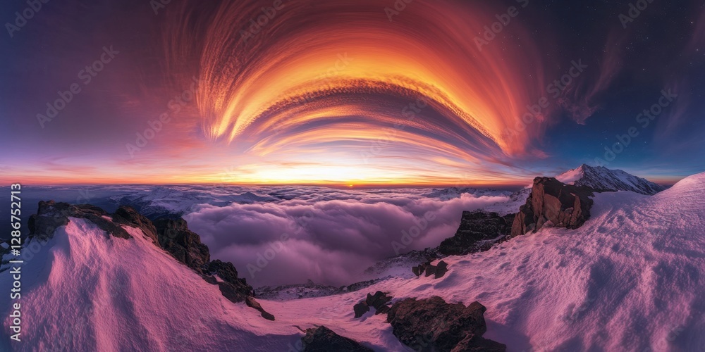 Vibrant sunset sky with ethereal clouds