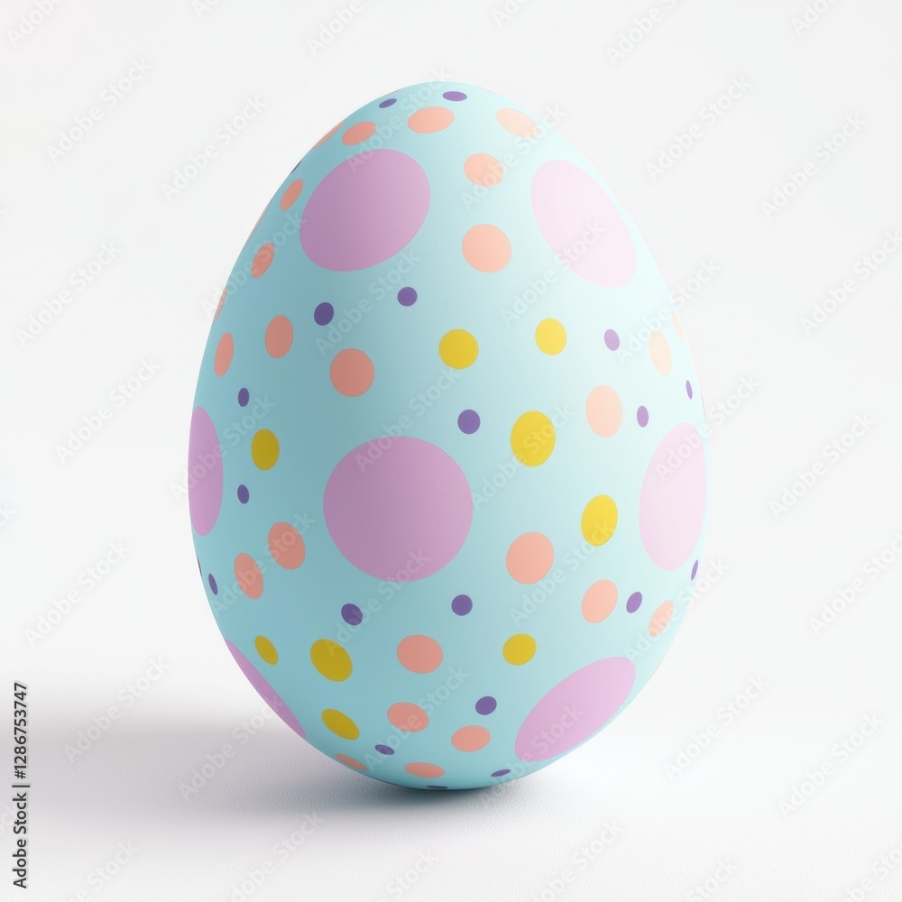 Happy Easter cute egg with pastel polka dots and playful doodles isolated on white background Happy Easter cute egg with pastel polka dots and playful doodles isolated on white background
