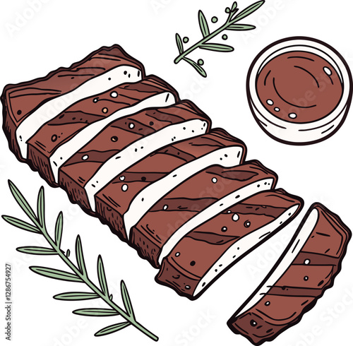 Retro Vintage BBQ Ribs Icon – Colorful Minimalist Vector Illustration | Delicious Grilled Food Design for Summer Barbecue, Outdoor Cooking & Foodie Essentials