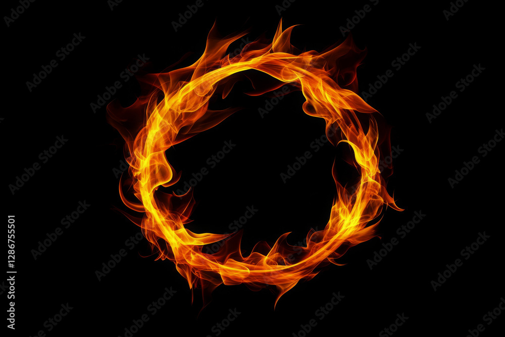 Fototapeta premium Circle of fire with a black background