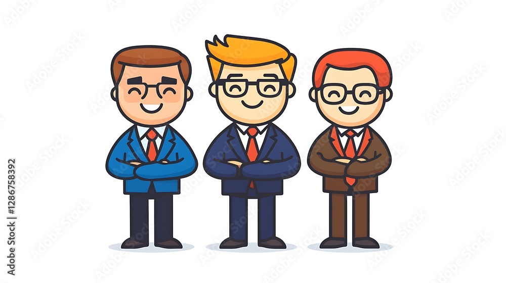 Cheerful Cartoon Businessmen Illustration: A Friendly Team in Suits AI Generated Cheerful Cartoon Businessmen Illustration: A Friendly Team in Suits AI Generated