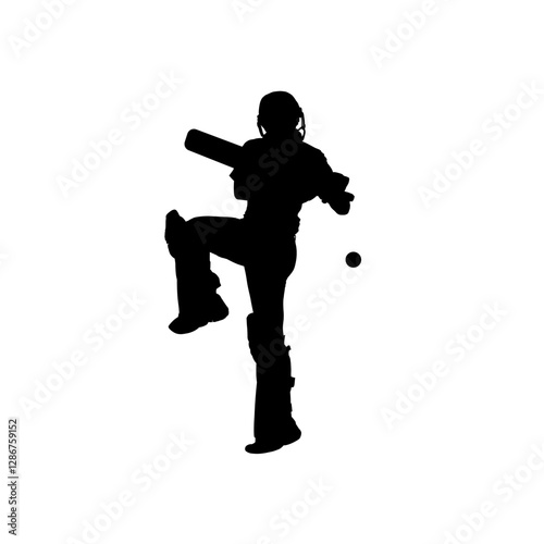 cricket player silhouette - vector illustration