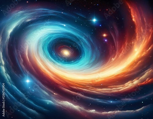 Mesmerizing galaxy vortex with swirling stars and nebula colors