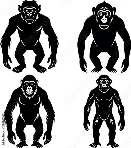 Stylized Bonobo Silhouette Vector Icon Wildlife & Primate Theme.