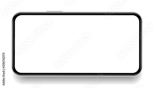 Realistic smartphone mockup. Mobile phone vector with isolated on white background. Device front view. 3D mobile phone with shadow. Realistic, high quality smart phone mockup for ui ux presentation.