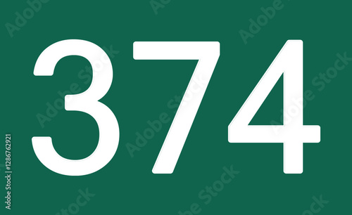 374 on a vibrant green surface