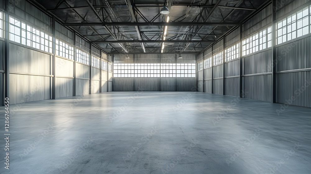 Spacious Industrial Warehouse with Polished Concrete Floor and Abundant Natural Light Spacious Industrial Warehouse with Polished Concrete Floor and Abundant Natural Light