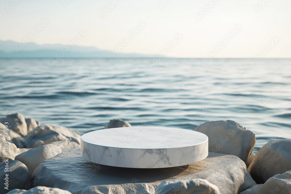 podium product presentation in nature sea background summer beach sea podium product presentation in nature sea background summer beach sea