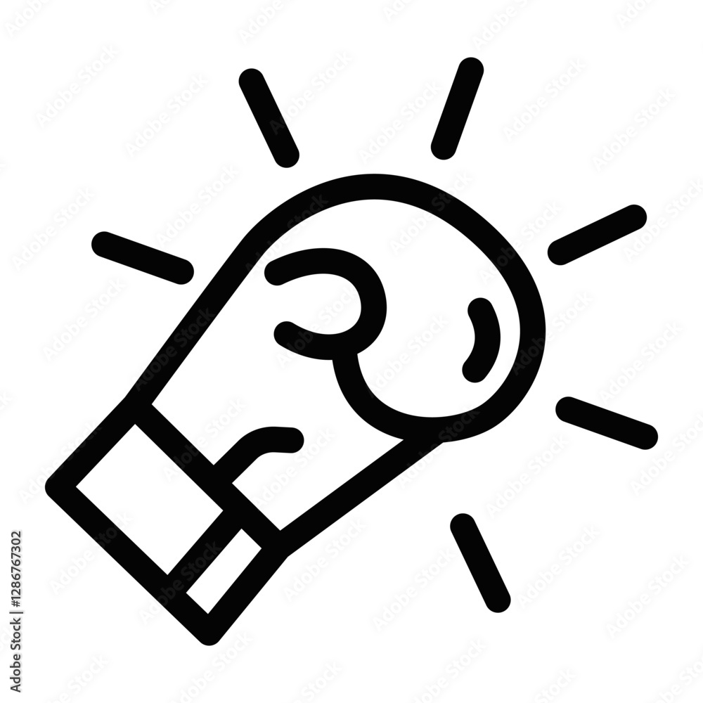 Punching fist vector icon for strength, power, and action. Editable stroke.