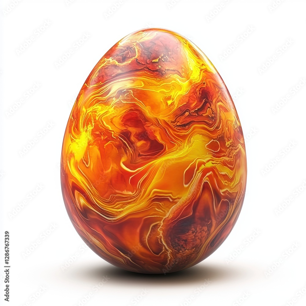 Easter egg with swirling fire and magma textures isolated on white background Easter egg with swirling fire and magma textures isolated on white background