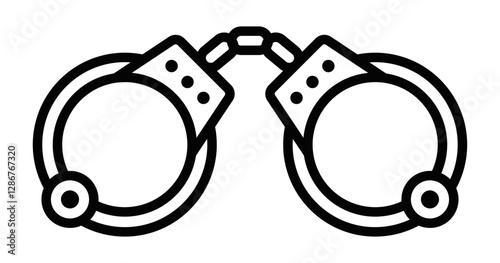 Handcuffs vector icon for law enforcement and crime themes. Editable stroke.