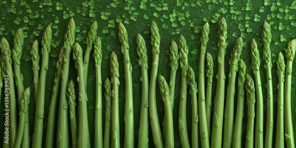 Fototapeta premium Saint Patrick Day asparagus 3d background