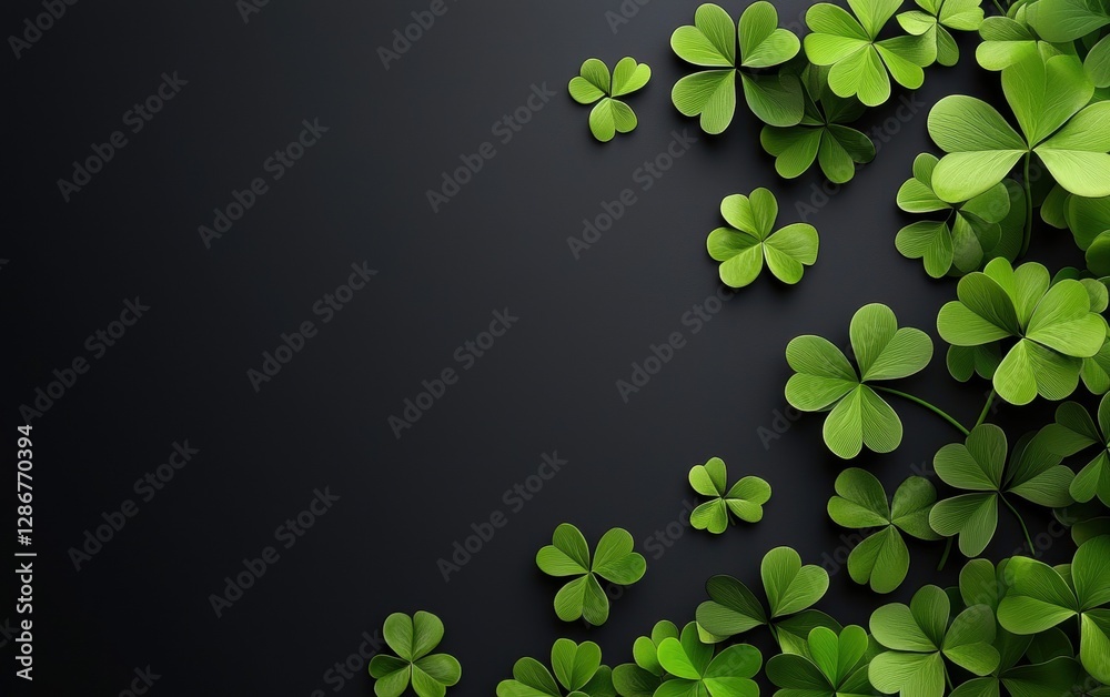 Saint Patrick Day Dark Grey 3d background minimalistic mockup with space for text
