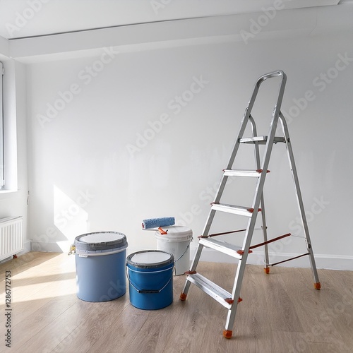 paint roller and bucket on the floor