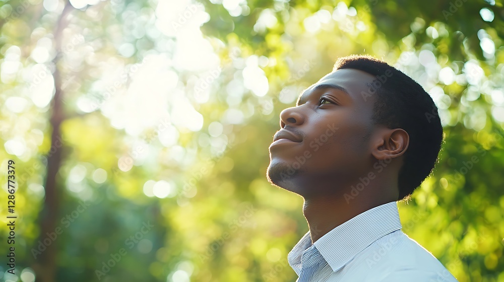 Portrait dreamy young black man looking at infinity in a park Portrait dreamy young black man looking at infinity in a park businessman