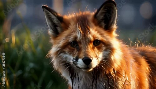 A close-up shot of a red fox