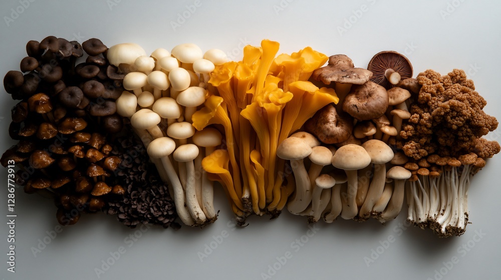 Obraz premium A Rainbow of Mushrooms: A Culinary Delight