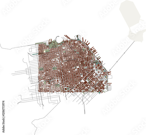 San Francisco editable vector map city plan