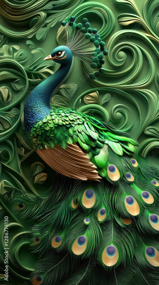 Fototapeta premium Saint Patrick Day peacock 3d background