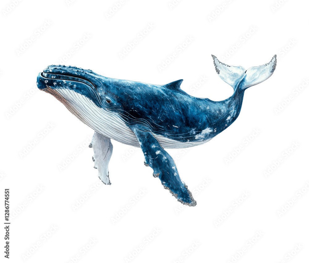 Fototapeta premium Bowhead Whale isolated on transparent background