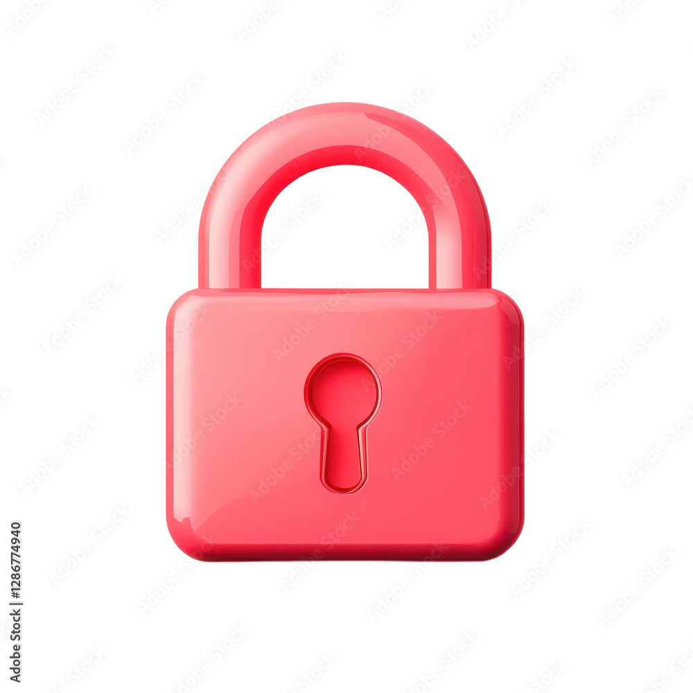 Security padlock icon 3D rendering of a shiny pink padlock symbolizing safety and protection on a transparent background Security padlock icon 3D rendering of a shiny pink padlock symbolizing safety and protection on a transparent background