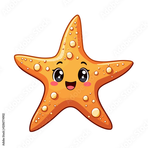 Adorable starfish with big eyes and a sweet smile ideal for children's books and educational content bringing the ocean's charm to life!