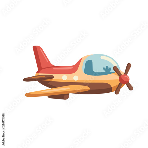 A whimsical cartoon airplane rendered in flat vector style showcasing playful colors and a cute rounded design suitable for children