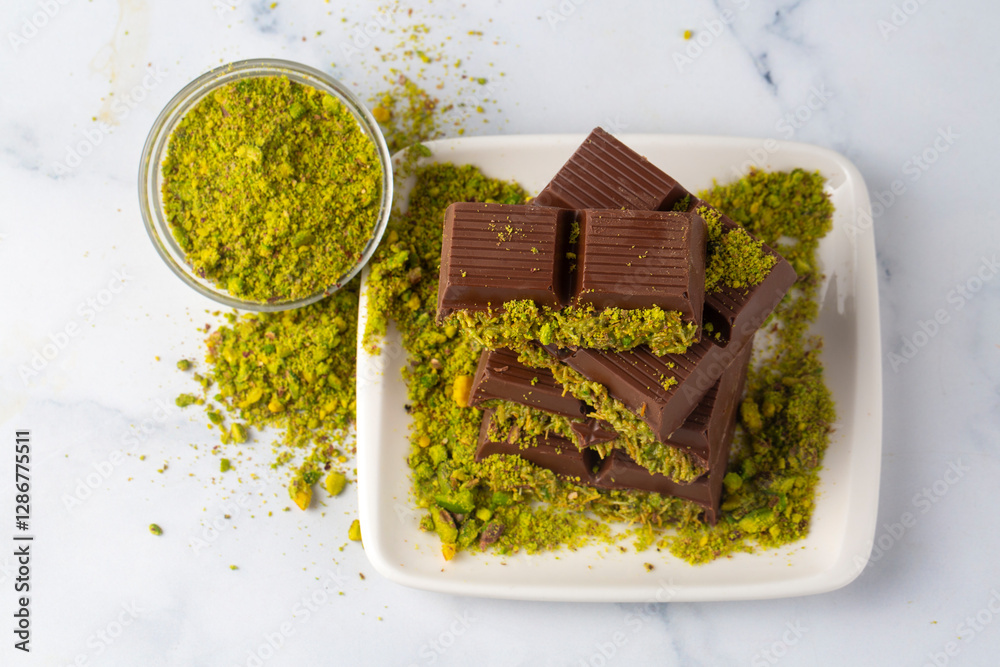 Dubai chocolate, milk chocolate filled with peanut butter and kunefe