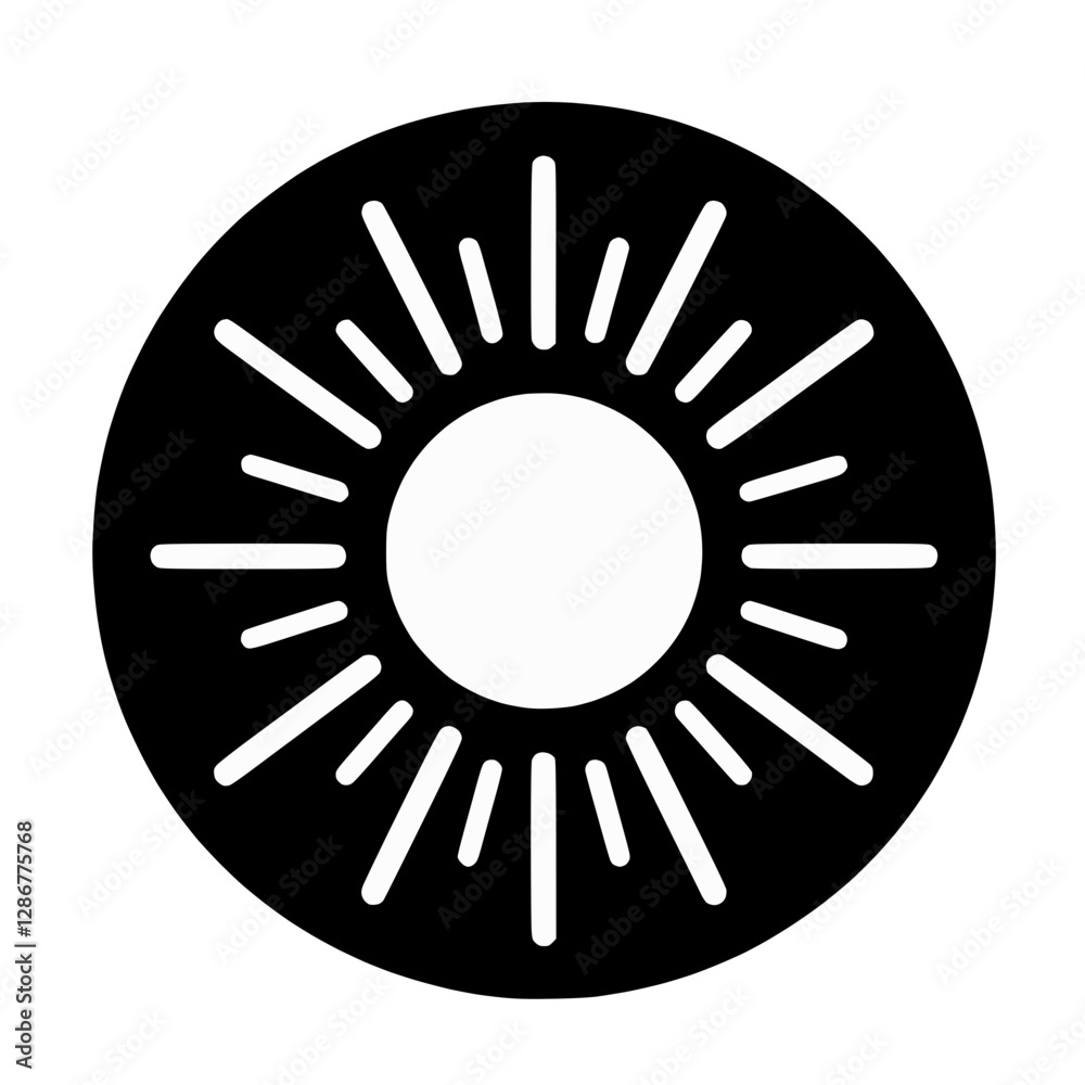 Sun icon resembling an eye iris, bright and radiant design Sun icon resembling an eye iris, bright and radiant design