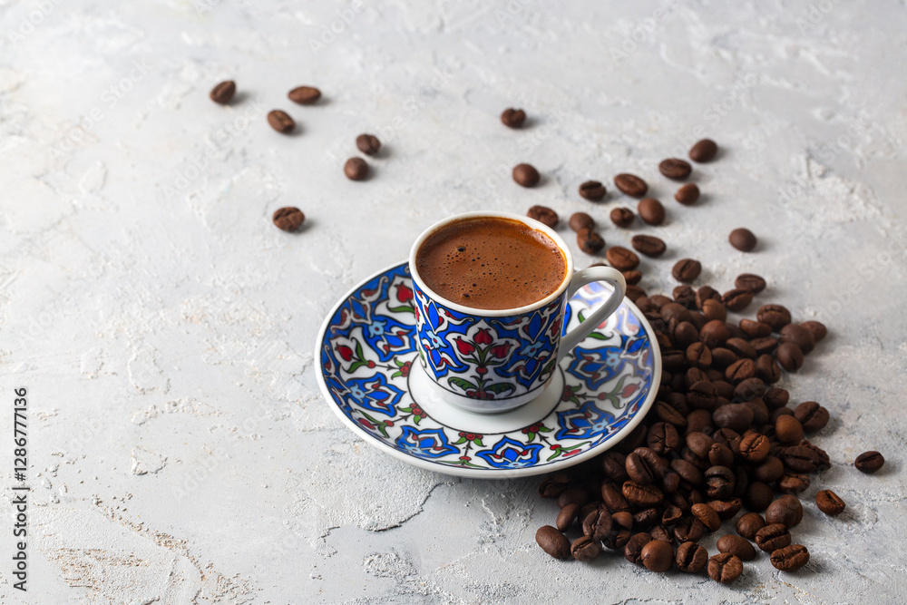 Traditional delicious Turkish coffee or Greek coffee