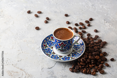 Traditional delicious Turkish coffee or Greek coffee