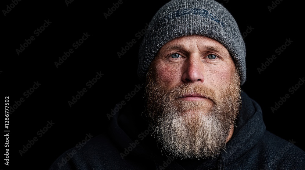 Serious Man with Beard in Studio Portrait Serious Man with Beard in Studio Portrait