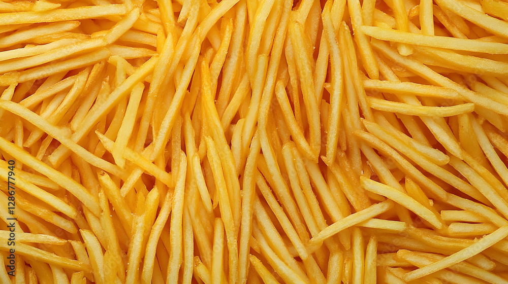 Golden crispy french fries texture close-up with salted thin strips Golden crispy french fries texture close-up with salted thin strips