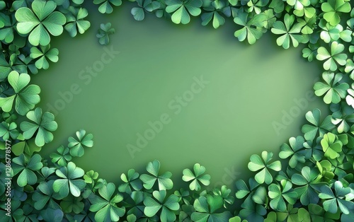Saint Patrick Day verdant 3d background minimalistic mockup with space for text