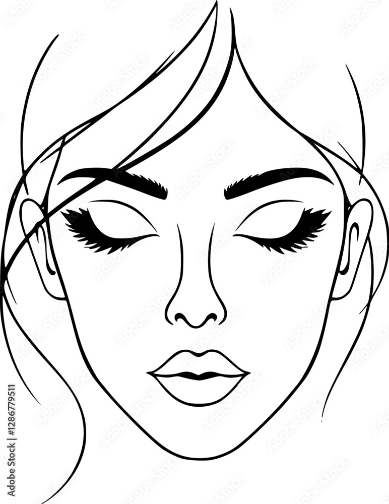 Abstract outline of a woman's face with geometric elements modern style. Abstract outline of a woman's face with geometric elements modern style.