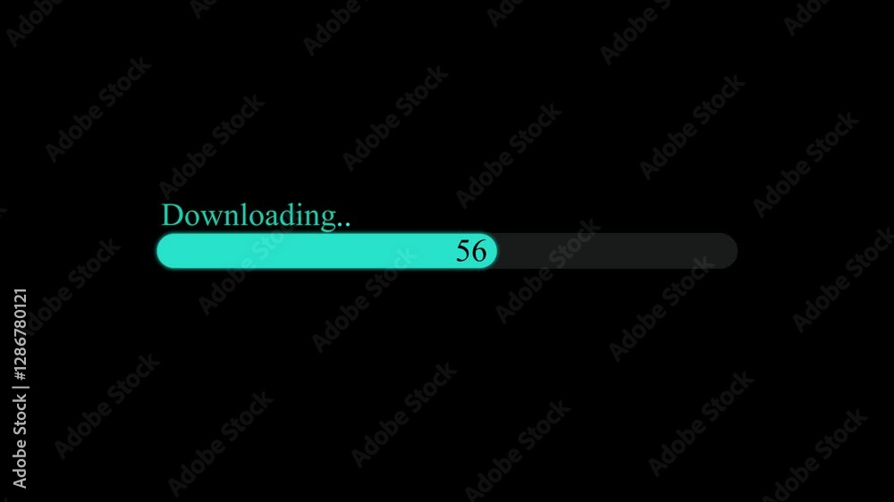 Downloading progress animation transfer 0-100 % on black background. Downloading progress animation transfer 0-100 % on black background.