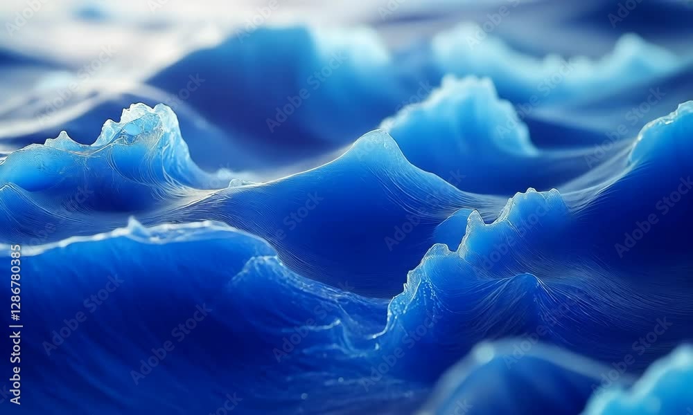 Mesmerizing Close-Up of Ocean Waves, A Captivating Blue Water Surface with Beautiful Details
