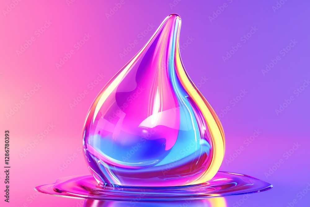Fototapeta premium 3D colorful fluid drop design in vibrant neon shades, perfect for adding brand details and logos.