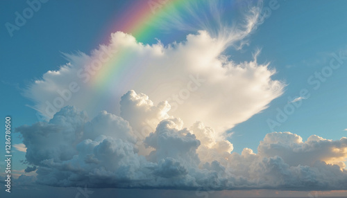 A vibrant rainbow arcs across a blue sky, symbolizing hope and renewal during spring. This uplifting image represents the transition from seasonal fatigue and vitamin deficiency to health and vitality