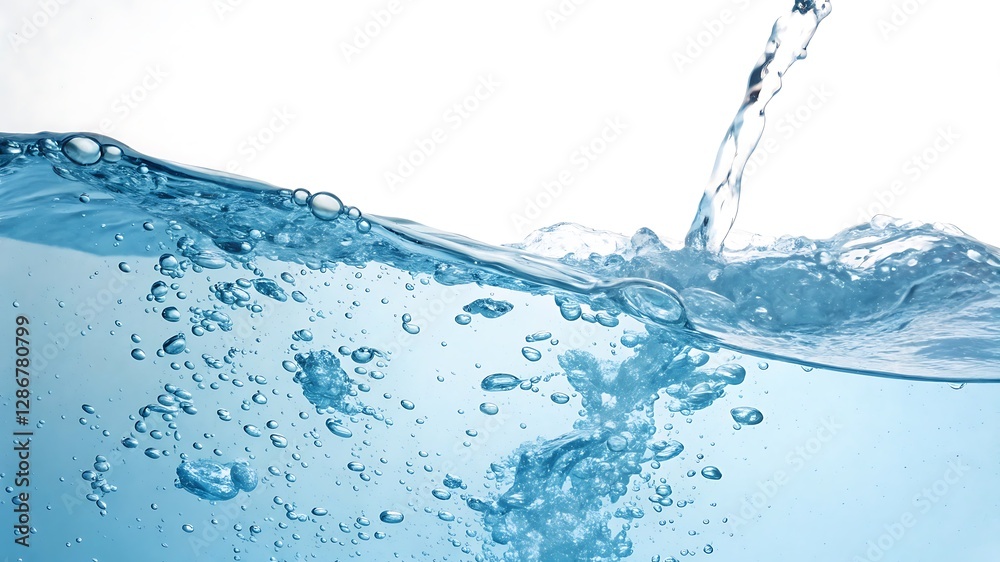 Crystal clear blue water splash with dynamic motion, high-speed macro photography capturing water bubbles and fluid waves, perfect for hydration, freshness, and nature backgrounds. Crystal clear blue water splash with dynamic motion, high-speed macro photography capturing water bubbles and fluid waves, perfect for hydration, freshness, and nature backgrounds.