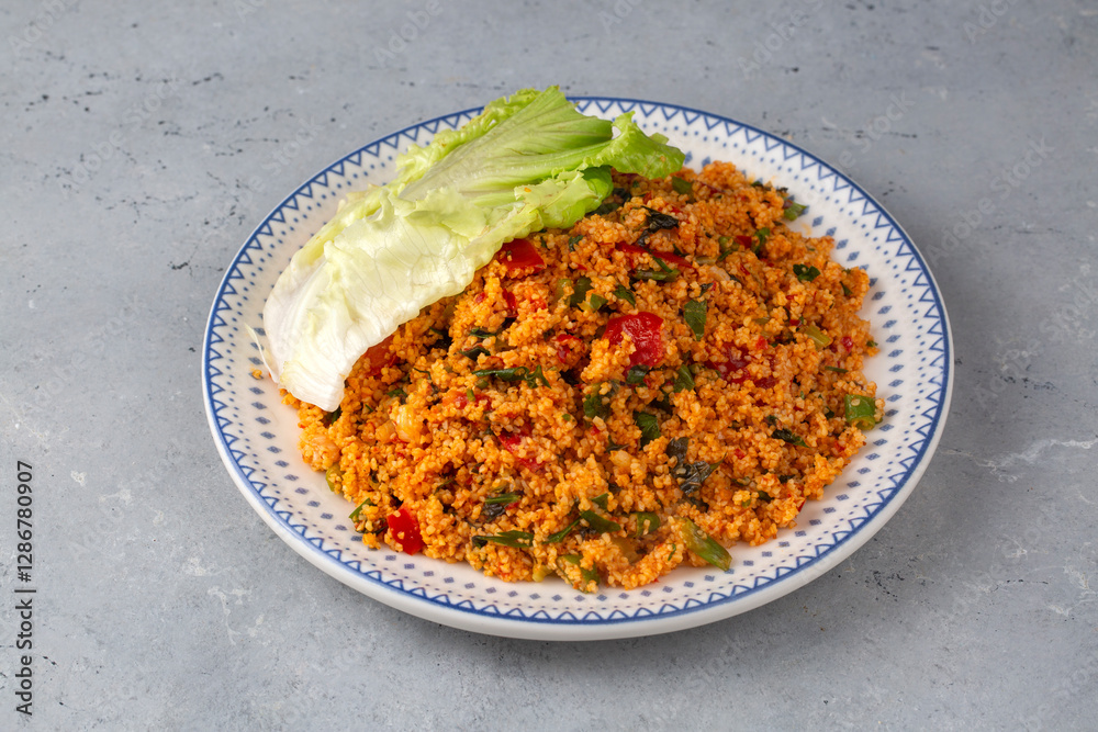 Traditional delicious Turkish foods: bulgur salad - kisir