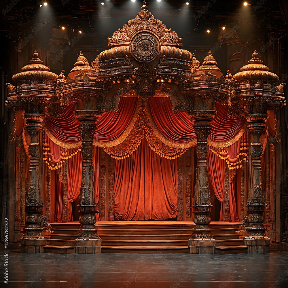 Fototapeta premium Grand palace stage with intricate domes and statues high resolution hd picture