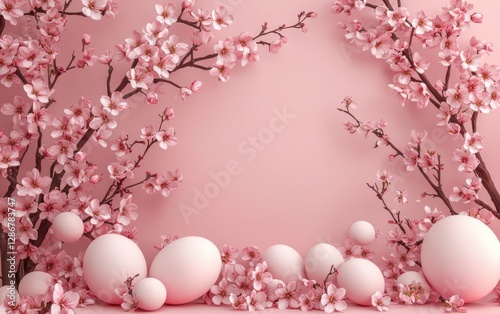 Easter cherry blossom pink 3d background