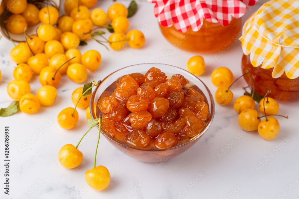 Delicious looking yellow cherry jam