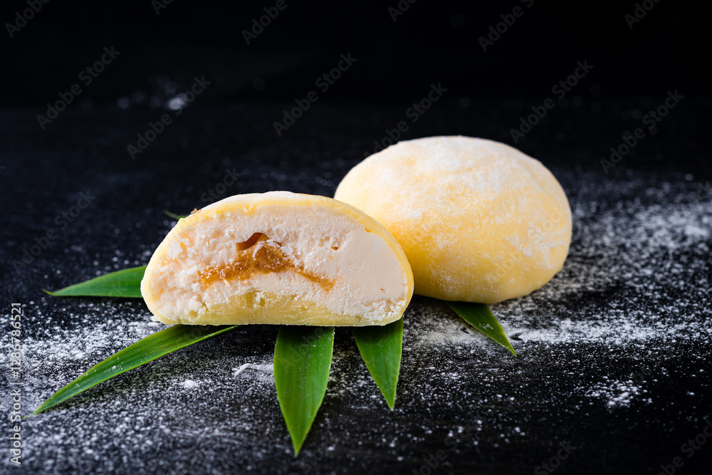 custom made wallpaper toronto digitalOrange Daifuku mochi dessert stuffed with sweet filling