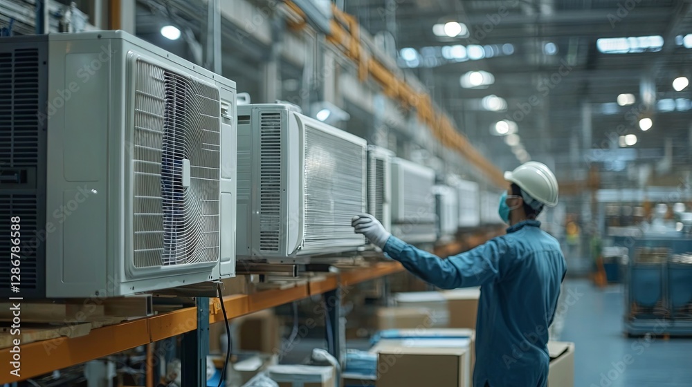 Obraz premium Production of air conditioners in the factory